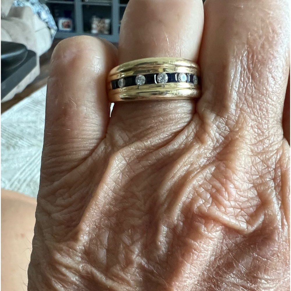 Gorgeous 14kt Yellow Gold Sapphire and Diamond Band (wedding band or other).